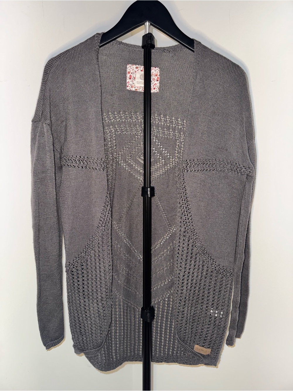 Element Men's Open-Front Gray Knit Cardigan